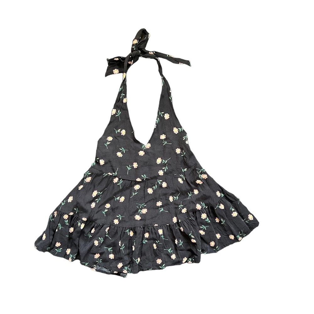 American Eagle Outfitters Self Tie Halter Floral High Low Casual Flowy Top XS